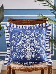 Joe Browns Blue Floral Vivid Vase Reversible Cushion - Image 1 of 6