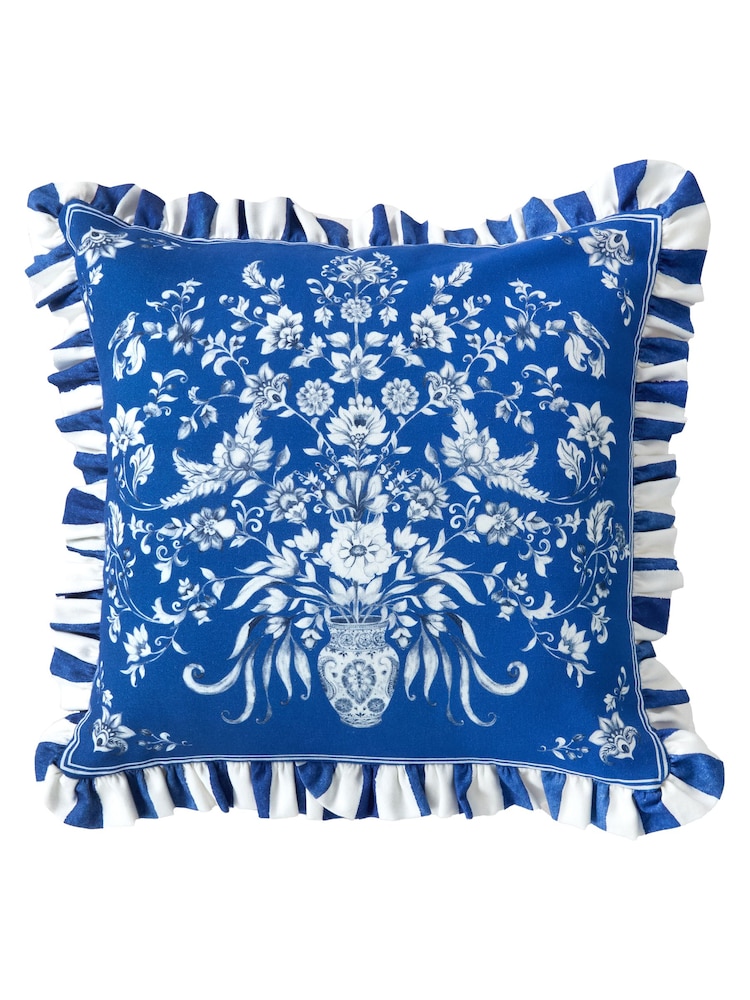 Joe Browns Blue Floral Vivid Vase Reversible Cushion - Image 2 of 6