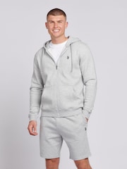 U.S. Polo Assn. Grey Mens Classic Fit 100% Cotton Double Horsemen Zip Up Hoodie - Image 1 of 6