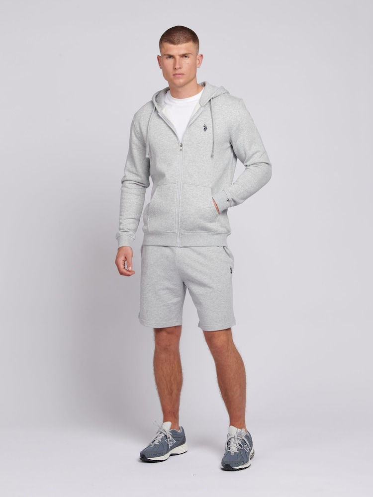 U.S. Polo Assn. Grey Mens Classic Fit 100% Cotton Double Horsemen Zip Up Hoodie - Image 3 of 6