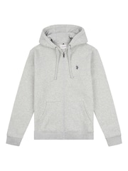 U.S. Polo Assn. Grey Mens Classic Fit 100% Cotton Double Horsemen Zip Up Hoodie - Image 5 of 6