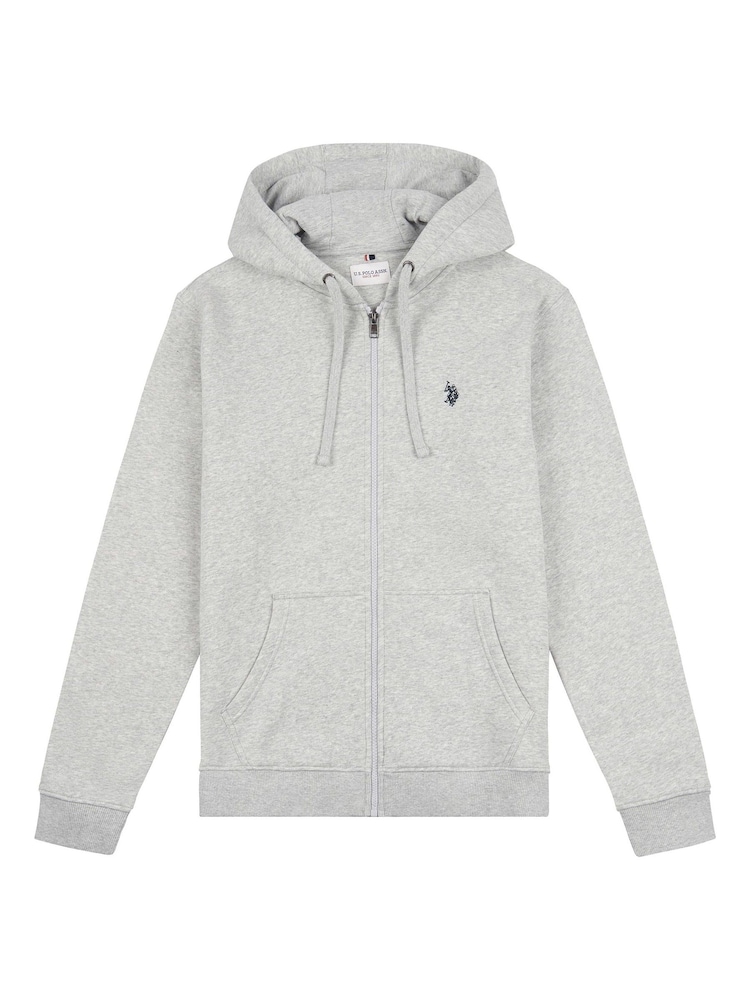 U.S. Polo Assn. Grey Mens Classic Fit 100% Cotton Double Horsemen Zip Up Hoodie - Image 5 of 6