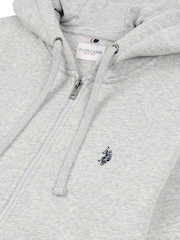 U.S. Polo Assn. Grey Mens Classic Fit 100% Cotton Double Horsemen Zip Up Hoodie - Image 6 of 6