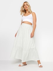 Yours Curve White Anglaise Jersey Tiered Skirt - Image 3 of 6