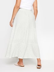 Yours Curve White Anglaise Jersey Tiered Skirt - Image 4 of 6