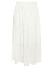 Yours Curve White Anglaise Jersey Tiered Skirt - Image 6 of 6