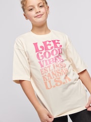 Lee Cream Girls Loose Fit 100% Cotton Ombre Graphic T-Shirt - Image 5 of 9