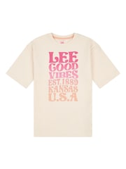 Lee Cream Girls Loose Fit 100% Cotton Ombre Graphic T-Shirt - Image 7 of 9