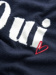 Navy Blue Oui Slogan Round Neck Jumper - Image 6 of 6
