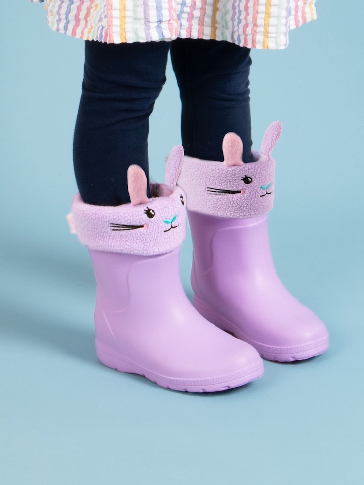 Totes Purple Childrens Bunny Welly Liner Socks - Image 1 of 5
