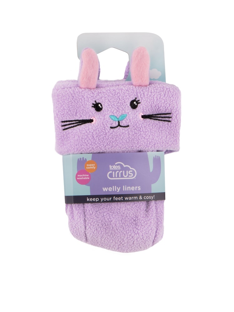 Totes Purple Childrens Bunny Welly Liner Socks - Image 2 of 5