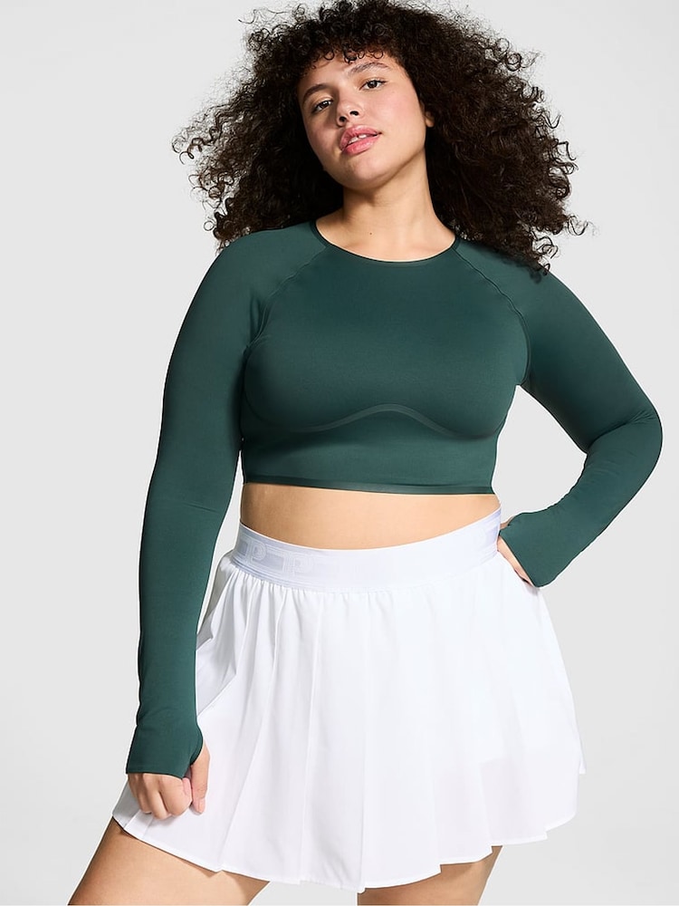 Victoria's Secret PINK Deep Forest Green Relay Long Sleeve Crop Top - Image 1 of 2