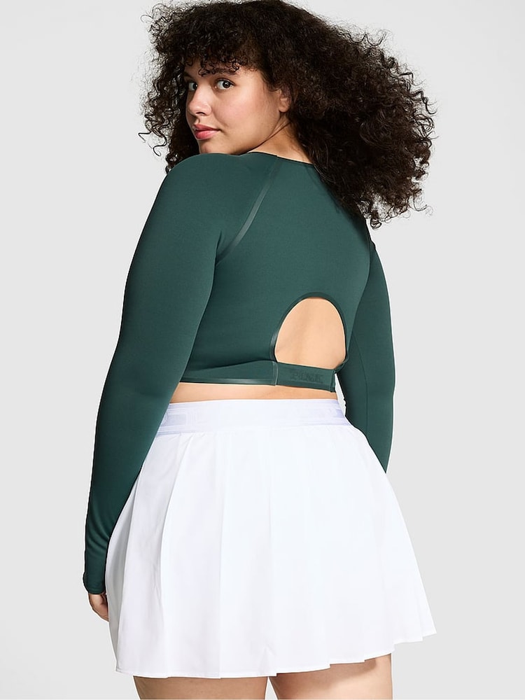 Victoria's Secret PINK Deep Forest Green Relay Long Sleeve Crop Top - Image 2 of 2