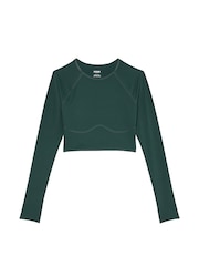 Victoria's Secret PINK Deep Forest Green Relay Long Sleeve Crop Top - Image 3 of 3