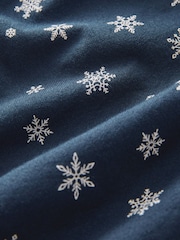 Navy Blue Snow Long Sleeve Christmas Print 100% Cotton Oxford Shirt - Image 8 of 8