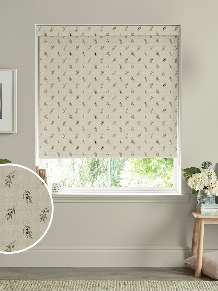 Sophie Allport Natural Linen Olive Made to Measure Roller Blinds - Image 1 of 6