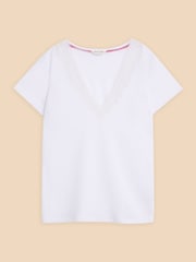 Кружевная футболка из смешанного льна White Stuff Ellie - Изображение 5 из 7