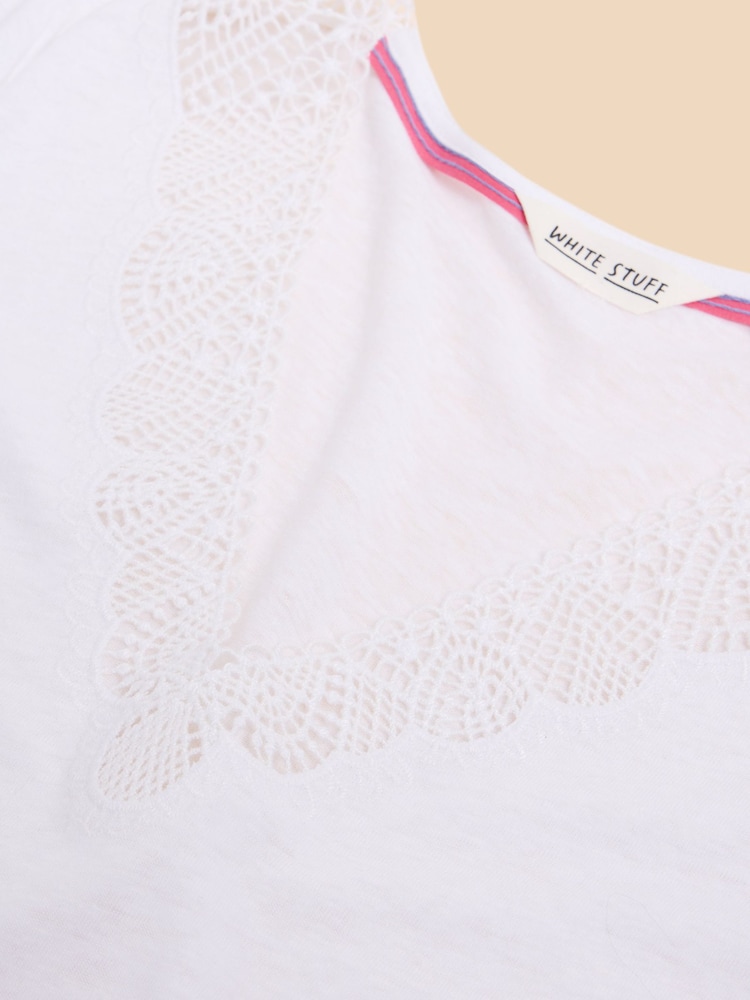 Кружевная футболка из смешанного льна White Stuff Ellie - Изображение 7 из 7