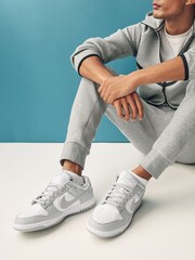 Nike Grey/White Dunk Low Trainers - Image 1 of 13