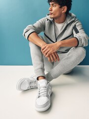 Nike Grey/White Dunk Low Trainers - Image 2 of 13