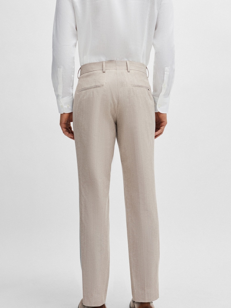 BOSS Natural Slim-Fit Trousers In A Micro-Patterned Cotton Blend - Image 2 of 5