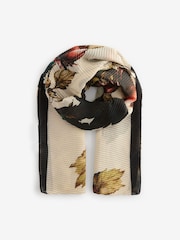 Ecru Floral Print Plisse Lightweight Scarf - Image 3 of 6