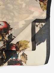 Ecru Floral Print Plisse Lightweight Scarf - Image 4 of 6