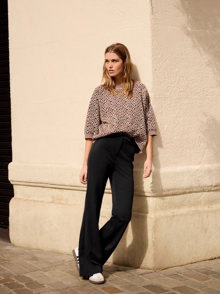 Black High Waist Tailored Flared Trousers - Image 1 of 6