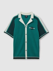 Reiss Bright Green Vevo Reiss | Ché Towelling Cuban Collar Shirt - Image 2 of 6
