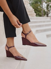 Linzi Red Enhanced Wedge Heeled Court Shoes - Image 1 of 5