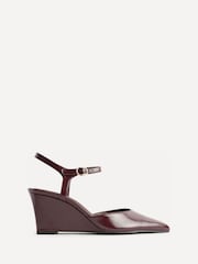Linzi Red Enhanced Wedge Heeled Court Shoes - Image 2 of 5