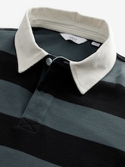 Slate Grey Stripe Long Sleeve Rugby 100% Cotton Shirt - Image 6 of 7