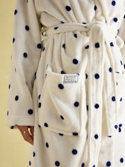 Crema - Joules Luna Fleece Dressing Gown with Hood - Imagen 3 de 6