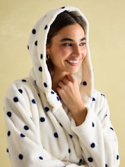 Crema - Joules Luna Fleece Dressing Gown with Hood - Imagen 4 de 6