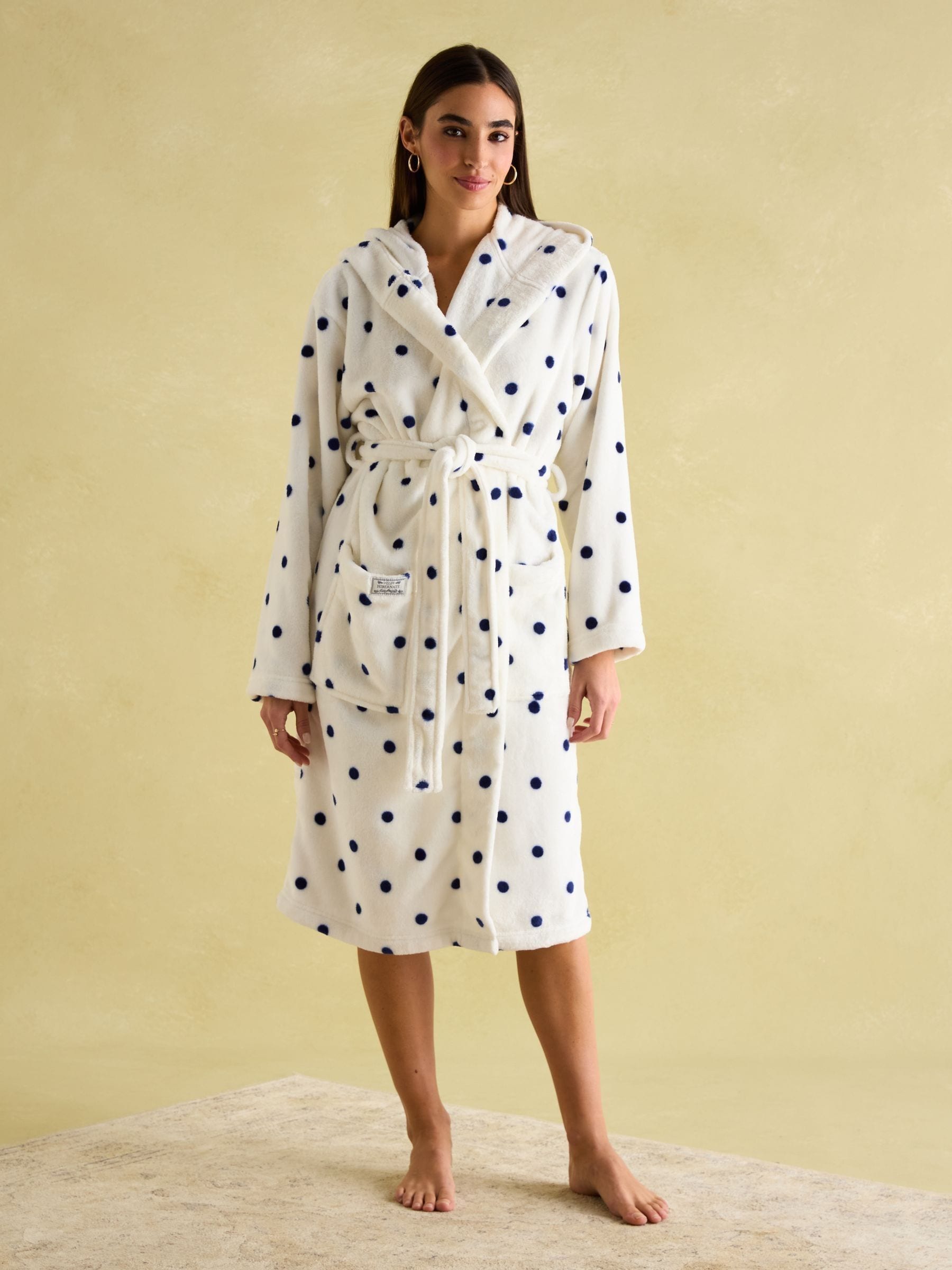Buy Joules Luna Cream Fleece Dressing Gown with Hood from Next Luxembourg