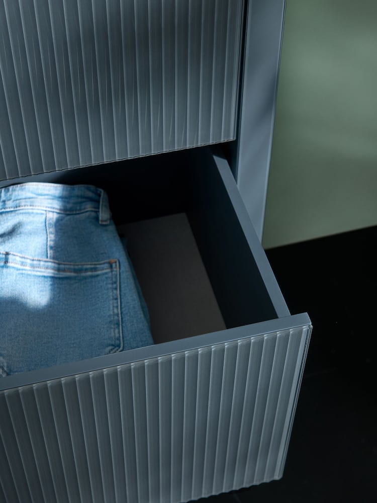 MADE.COM Blue Glass Eleni 3 Drawer Chest of Drawers - Image 4 of 4