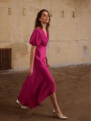 Mint Velvet Pink Lace Puff Sleeve Maxi Dress - Image 5 of 7