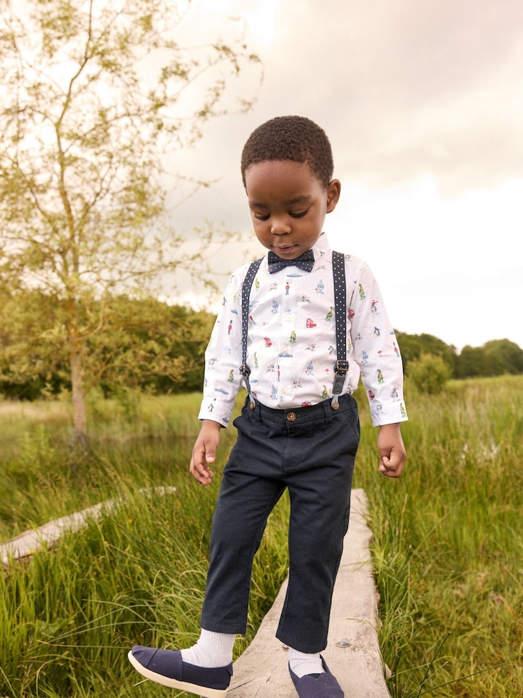 Azul marino/Blanco - Cath Kidston Shirt, Trousers, Braces & Bow Tie Set (3mths-9yrs) - Imagen 1 de 5