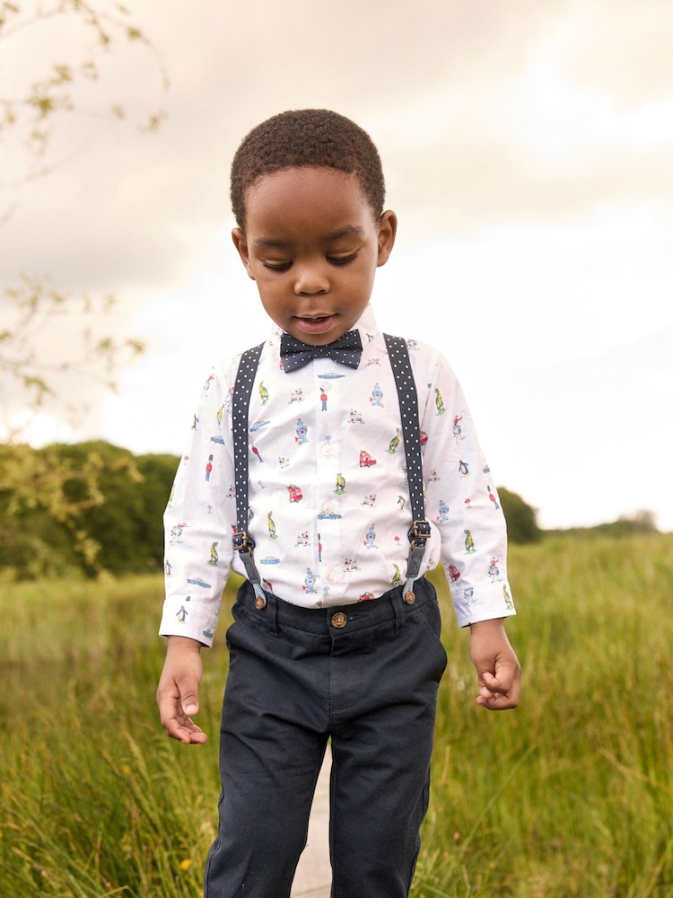 Cath Kidston Navy/White Shirt, Trousers, Braces & Bow Tie Set (3mths-9yrs) - Image 3 of 10