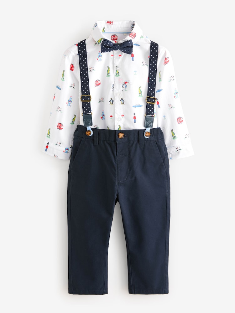 Cath Kidston Navy/White Shirt, Trousers, Braces & Bow Tie Set (3mths-9yrs) - Image 6 of 10