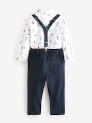 Cath Kidston Navy/White Shirt, Trousers, Braces & Bow Tie Set (3mths-9yrs) - Image 7 of 10