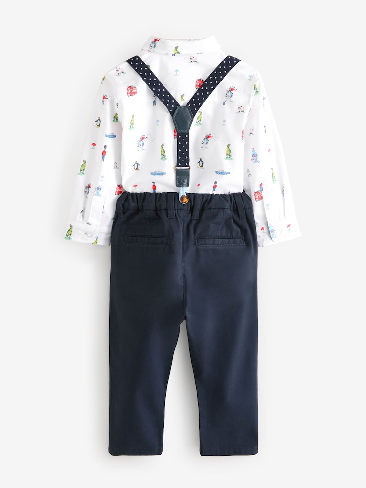 Cath Kidston Navy/White Shirt, Trousers, Braces & Bow Tie Set (3mths-9yrs) - Image 7 of 10