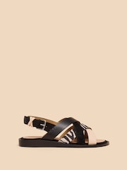 White Stuff Black Leather Holly Mini Wedges - Image 1 of 4