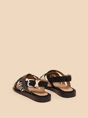 White Stuff Black Leather Holly Mini Wedges - Image 3 of 4
