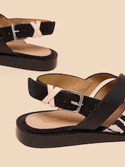 White Stuff Black Leather Holly Mini Wedges - Image 4 of 4