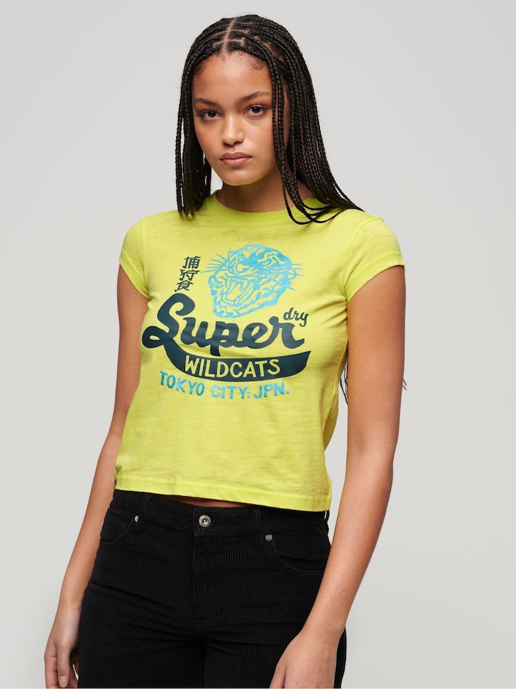 Superdry Yellow Varsity Burnout T-Shirt - Image 1 of 6