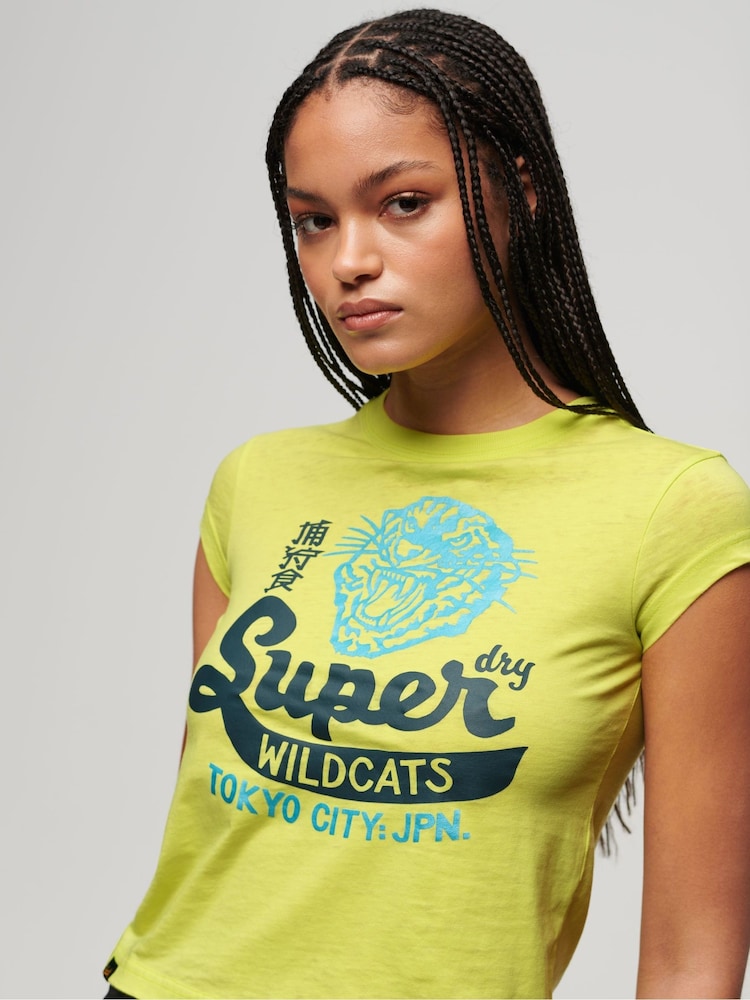 Superdry Yellow Varsity Burnout T-Shirt - Image 2 of 6
