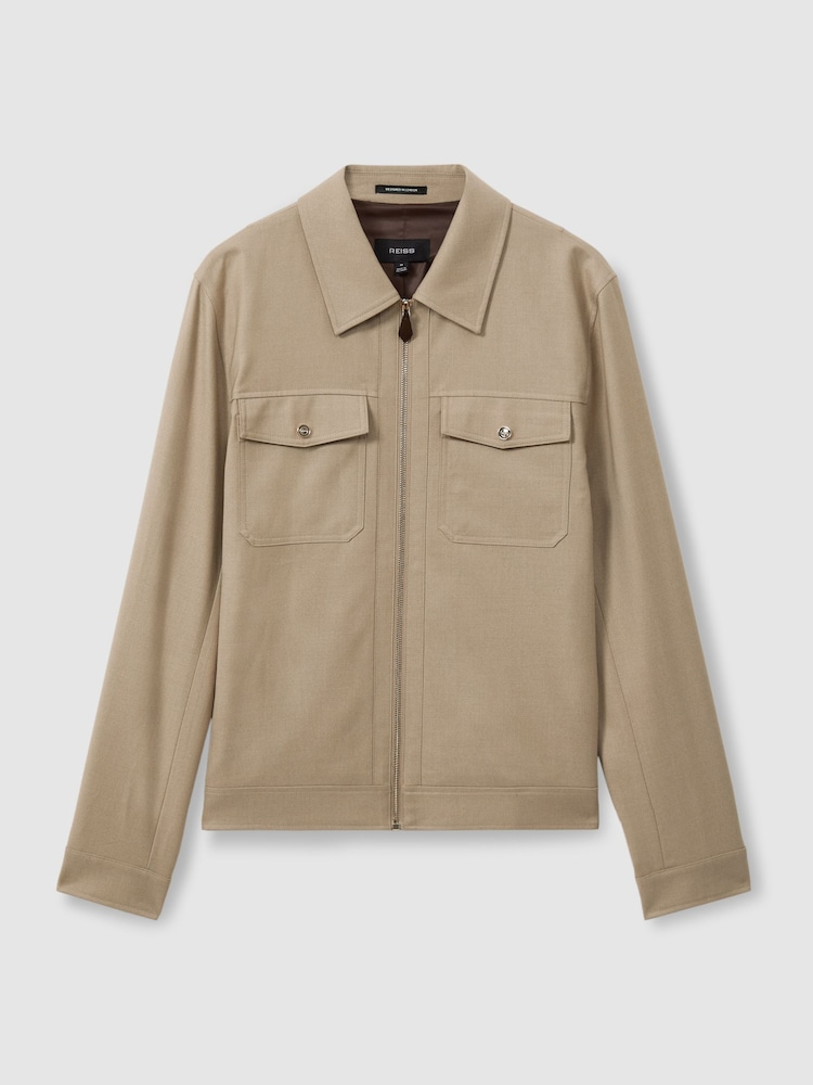 Reiss Light Camel Pound Moleskin Finish Trucker Jacket - Image 2 of 5