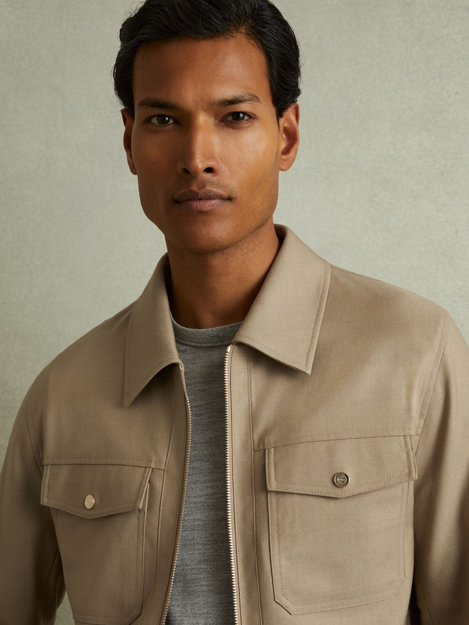 Buy Reiss Light Camel Pound Moleskin Finish Trucker Jacket from