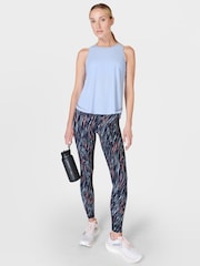 Sweaty Betty Blue Ripple Tie Dye Print Full Length Aerial Core Workout Leggings - Image 8 of 9